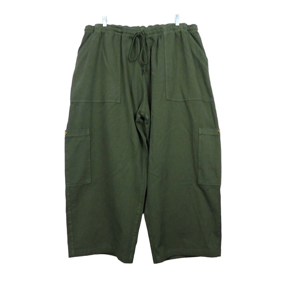 Big Bud Press Women 2XL Drop Pocket Cargo Pants Surplus Green Wide Leg USA Made